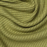 Slub Viscose Polyester Stretch Rib Knit Fabric, 230 gsm, 160 cm — Khaki