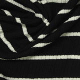 Black Horizontal-Stripe Rib Knit, Viscose-Poly