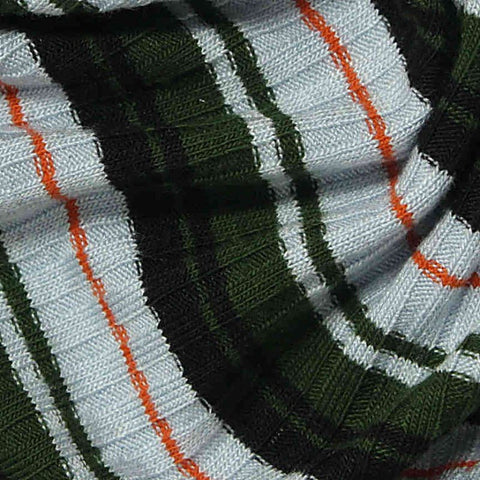 Light Blue Stripes Rib Knit, Poly-Viscose