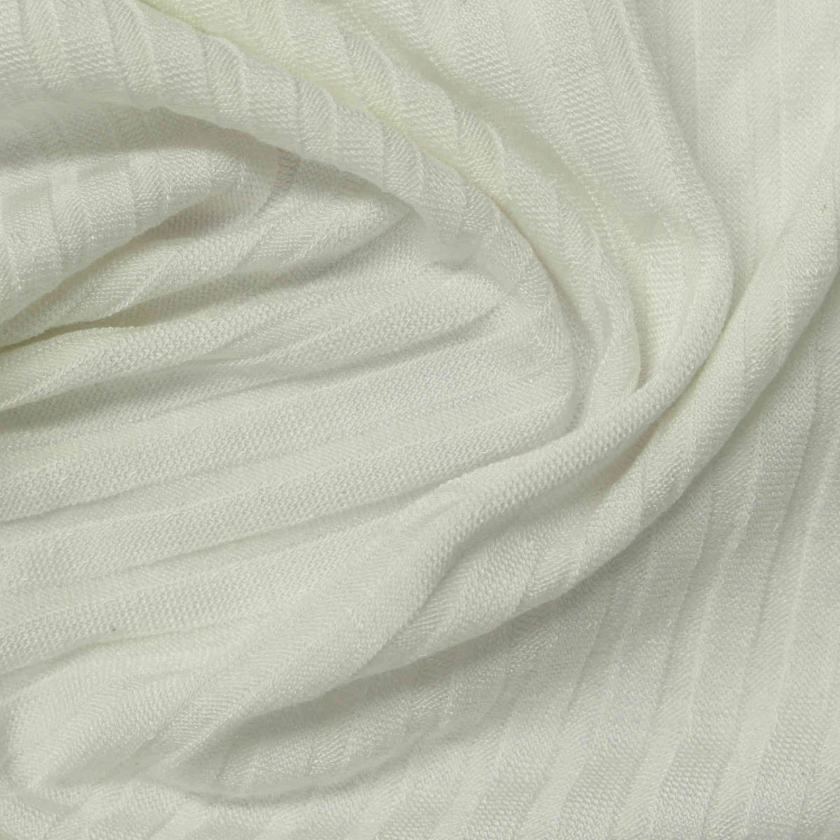 Slub Viscose Stretch Rib Knit Fabric, 170 gsm, 150 cm — White