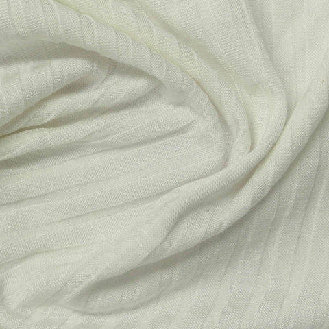 Slub Viscose Stretch Rib Knit Fabric, 170 gsm, 150 cm — White