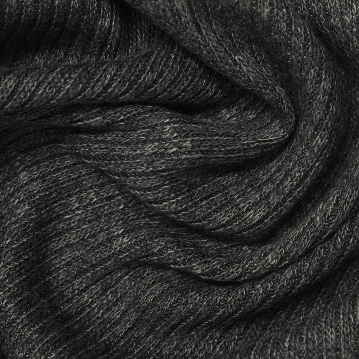 Dark Grey Marl Rib Knit, Viscose-Poly, 320 gsm, 150 cm