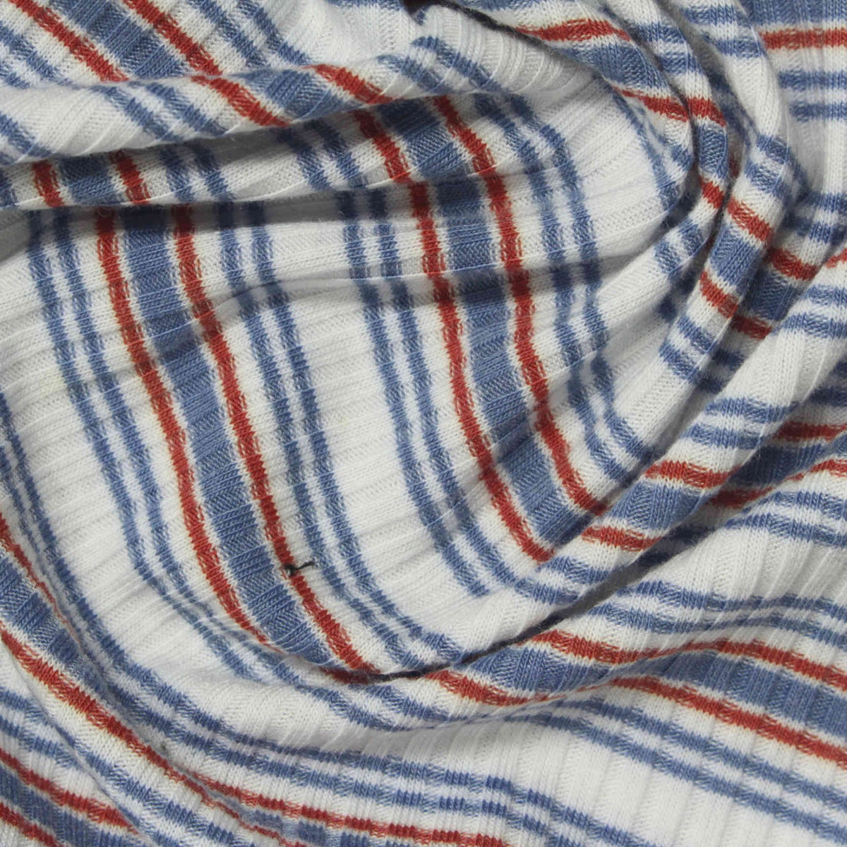 Blue Stripes Rib Knit, Poly-Viscose, 200 gsm