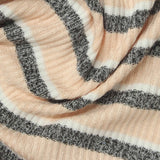 Peach Horizontal-Stripe Rib Knit, Viscose-Poly