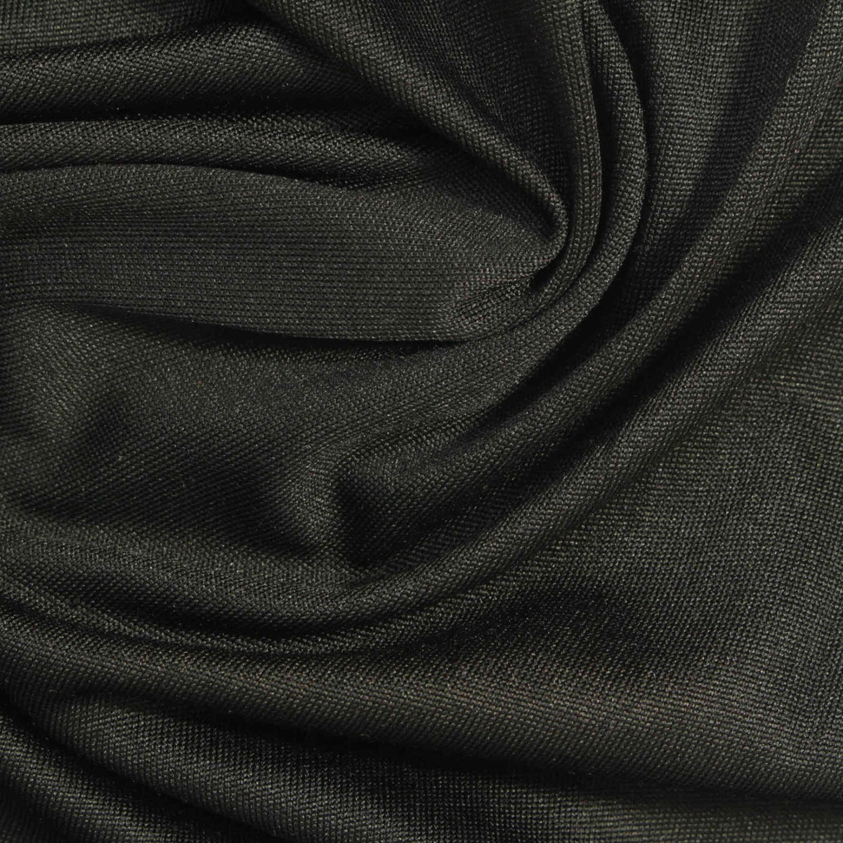 Polyester Stretch Milk Silk Knit Fabric, 155 gsm, 170 cm — Black