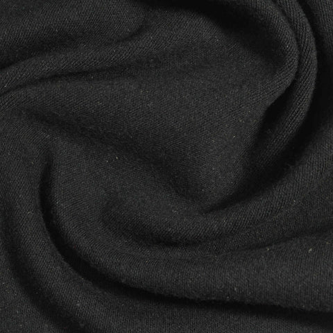 Cotton Stretch Interlock Knit Fabric, 330 gsm, 150 cm — Black