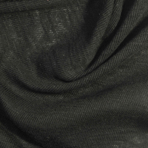 Slub 100% Cotton Rib Knit Fabric, 130 gsm, 145 cm — Black
