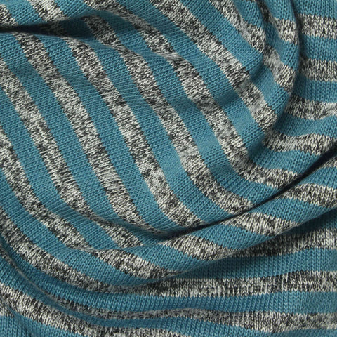 Teal Stripes Chunky Knit, Poly-Viscose