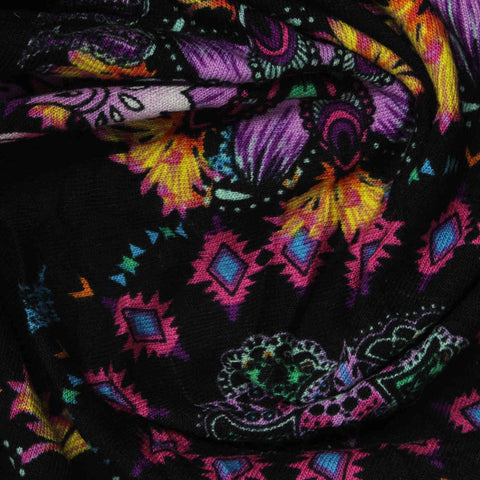 Black Leaves Jersey Knit, Viscose, 170 gsm