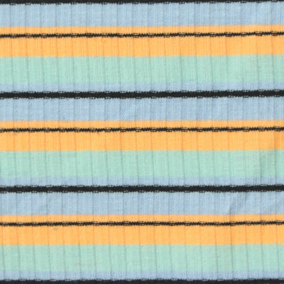 Light Blue Horizontal-Stripe Rib Knit, Poly-Viscose, 230 gsm, 145 cm