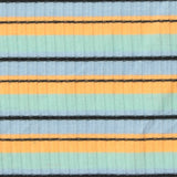 Light Blue Horizontal-Stripe Rib Knit, Poly-Viscose