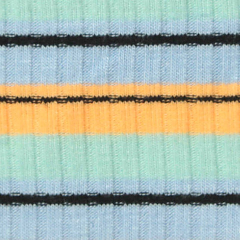 Light Blue Horizontal-Stripe Rib Knit, Poly-Viscose, 230 gsm, 145 cm