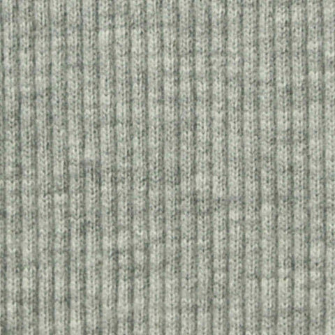 Heather Cotton Polyester Stretch Rib Knit Fabric, 435 gsm, 132 cm — Grey