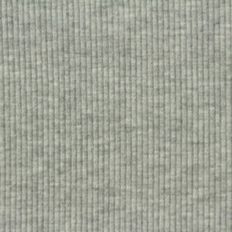 Heather Cotton Polyester Stretch Rib Knit Fabric, 435 gsm, 132 cm — Grey
