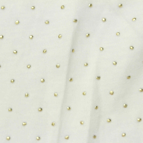 Gold Dots Jersey Knit, Cotton-Poly