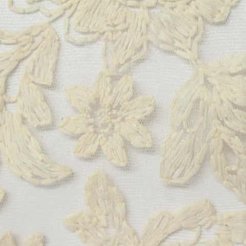 Cream Floral Milk Silk Knit, Nylon