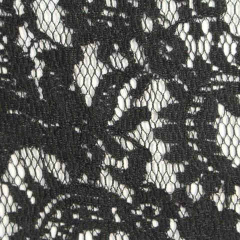 Black Floral Lace, Cotton-Nylon, 115 cm