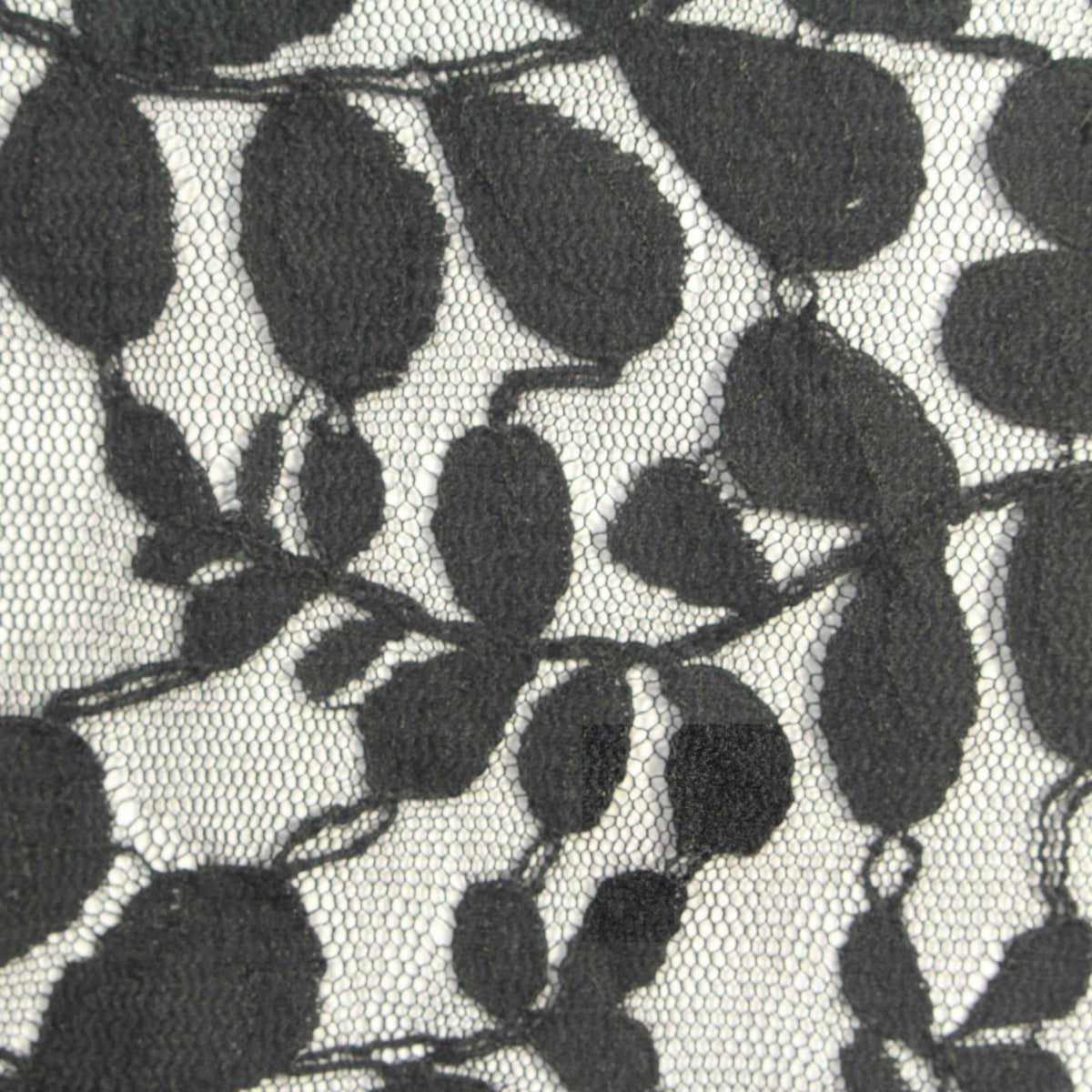 Black Floral Lace, Cotton-Nylon, 145 cm