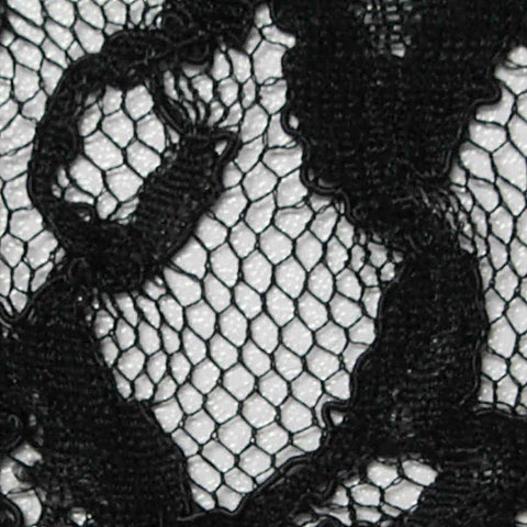 Black Floral Lace, Cotton-Nylon, 125 cm