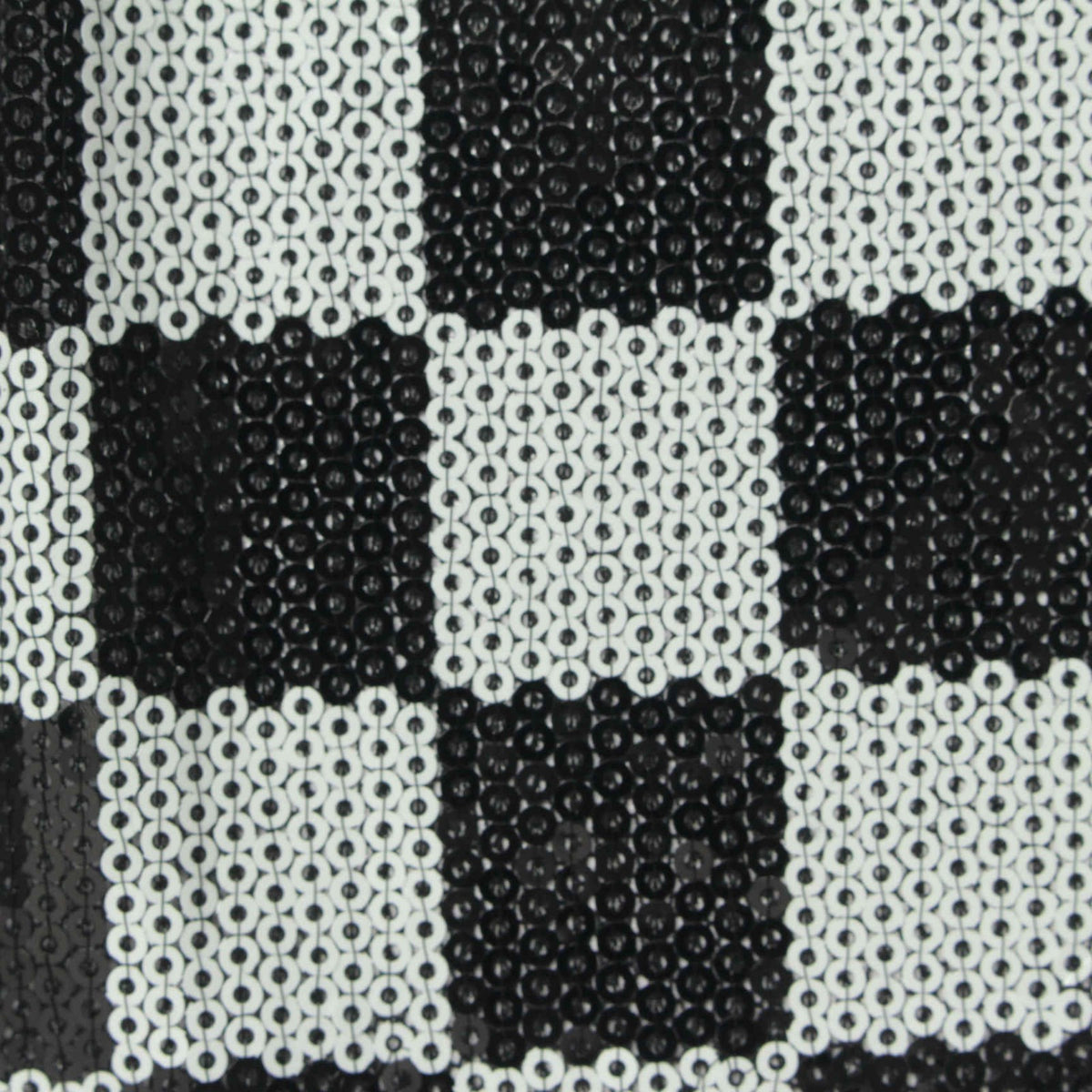 Bold Plaid Sequin Polyester Stretch Knit Fabric, 130 cm — Black
