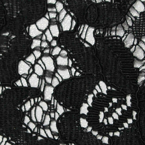 Black Floral Lace, Cotton-Nylon, 140 cm, ref EF-243225
