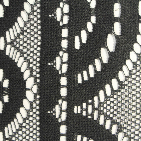 Black Openwork Lace, Polyester, 155 gsm