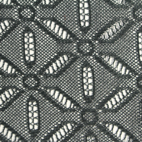 Black Geometric Lace, Polyester, 100 gsm