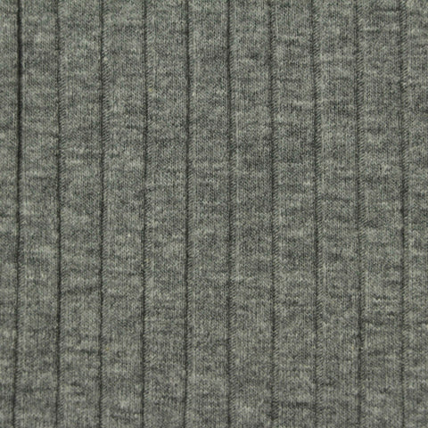 Grey Heathered-Marl Rib Knit, Viscose, 182 gsm