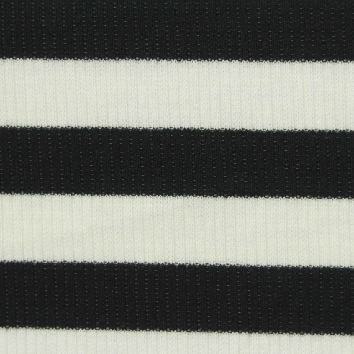 Black Horizontal-Stripe Rib Knit, Poly-Viscose, 195 gsm