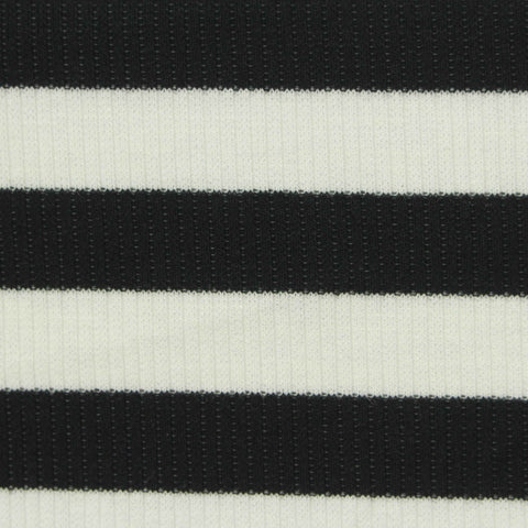Black Horizontal-Stripe Rib Knit, Poly-Viscose, 195 gsm
