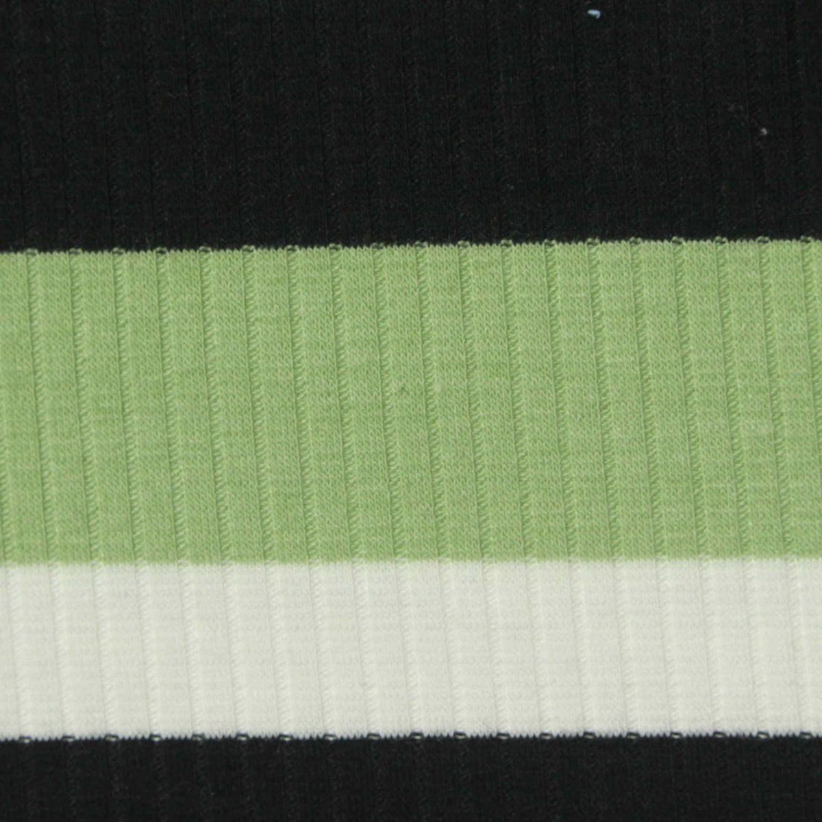 Black Horizontal-Stripe Rib Knit, Poly-Cotton, 169 gsm