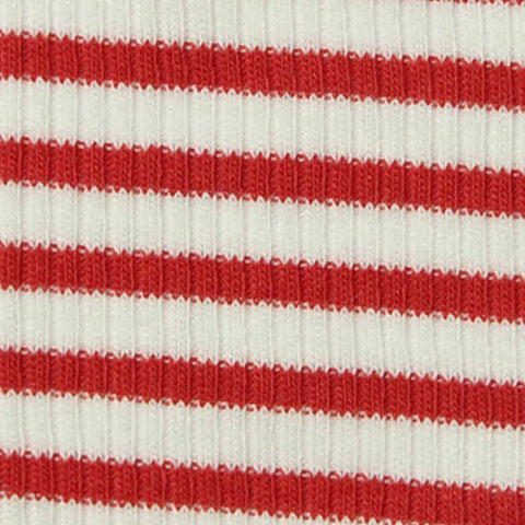 Red Horizontal-Stripe Rib Knit, Cotton-Modal