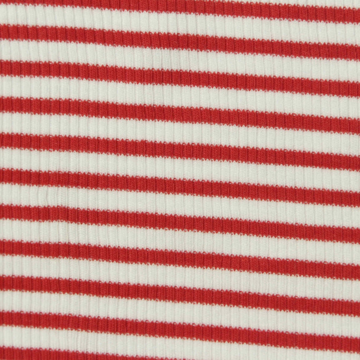 Red Horizontal-Stripe Rib Knit, Cotton-Modal