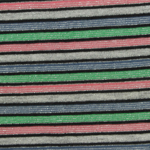 Silver Horizontal-Stripe Knit, Poly-Viscose