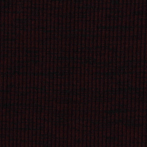 Dark Red Marl Rib Knit, Poly-Cotton, 560 gsm
