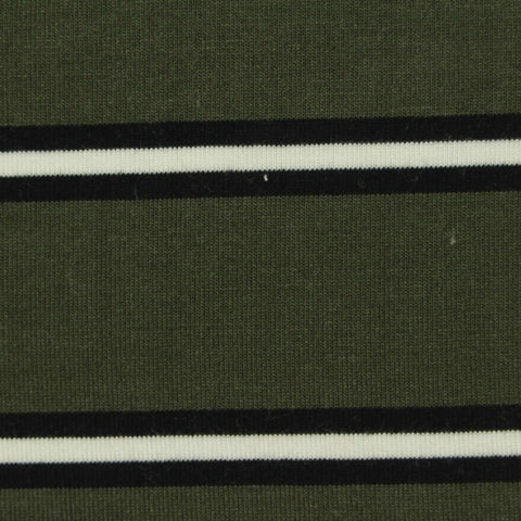 Black Horizontal-Stripe Jersey Knit, Viscose, 186 gsm