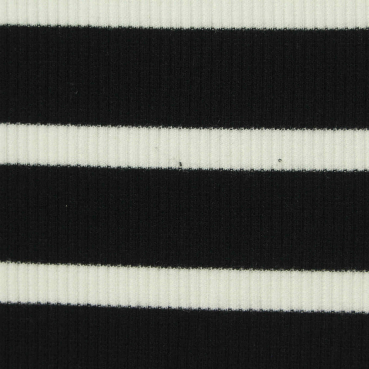 Black Horizontal-Stripe Rib Knit, Poly-Viscose, 226 gsm