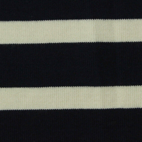 Navy Horizontal-Stripe Knit, Cotton, 340 gsm