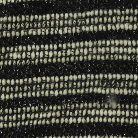 Black Horizontal-Stripe Chunky Knit, Polyester, 240 gsm