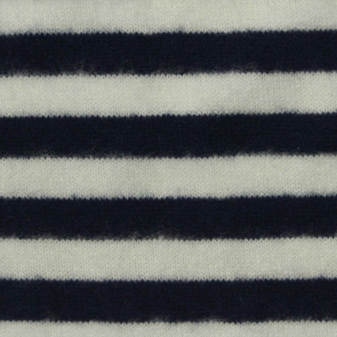 Navy Horizontal-Stripe Chunky Knit, Viscose-Poly, 210 gsm