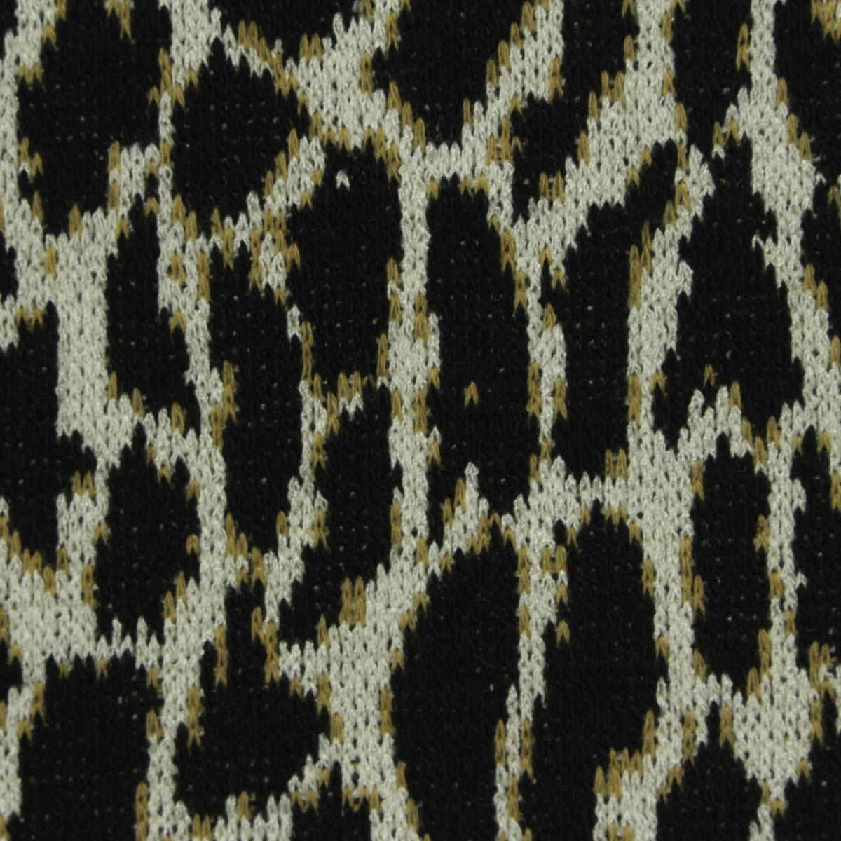 Black Leopard Interlock Knit, Poly-Viscose, 380 gsm