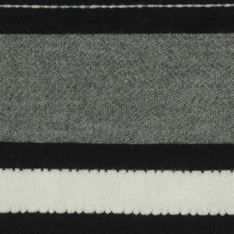 Black Horizontal-Stripe Jersey Knit, Poly-Viscose, 165 gsm, 173 cm