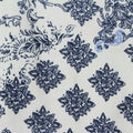 Dark Blue Floral Jersey Knit, Polyester