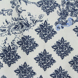 Dark Blue Floral Jersey Knit, Polyester
