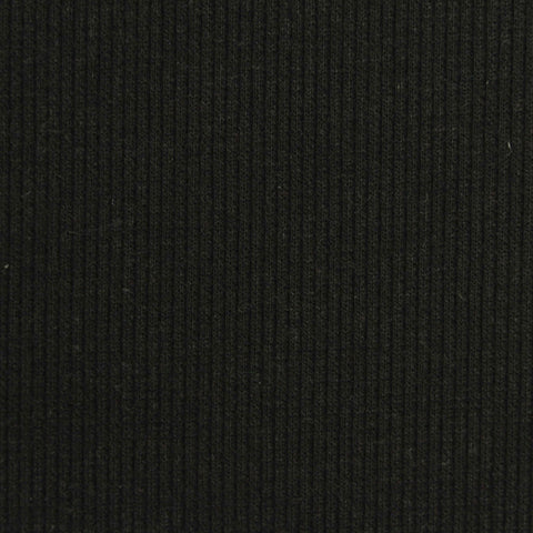 Polyester Viscose Stretch Rib Knit Fabric, 300 gsm, 170 cm — Black