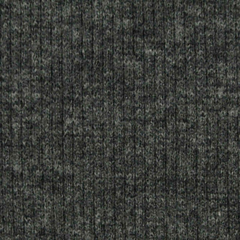 Dark Grey Heathered-Marl Rib Knit, Poly-Cotton, 270 gsm