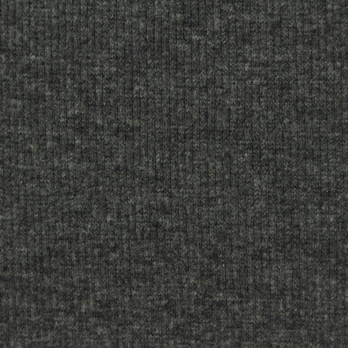 Dark Grey Heathered-Marl Rib Knit, Poly-Cotton, 270 gsm