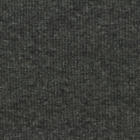 Dark Grey Heathered-Marl Rib Knit, Poly-Cotton, 270 gsm