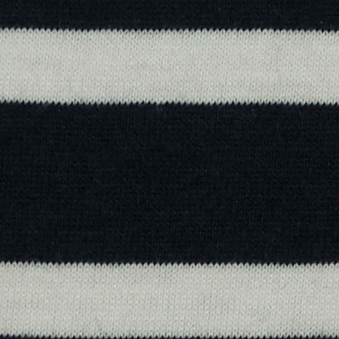 Black Horizontal-Stripe Jersey Knit, Poly-Cotton, 160 gsm