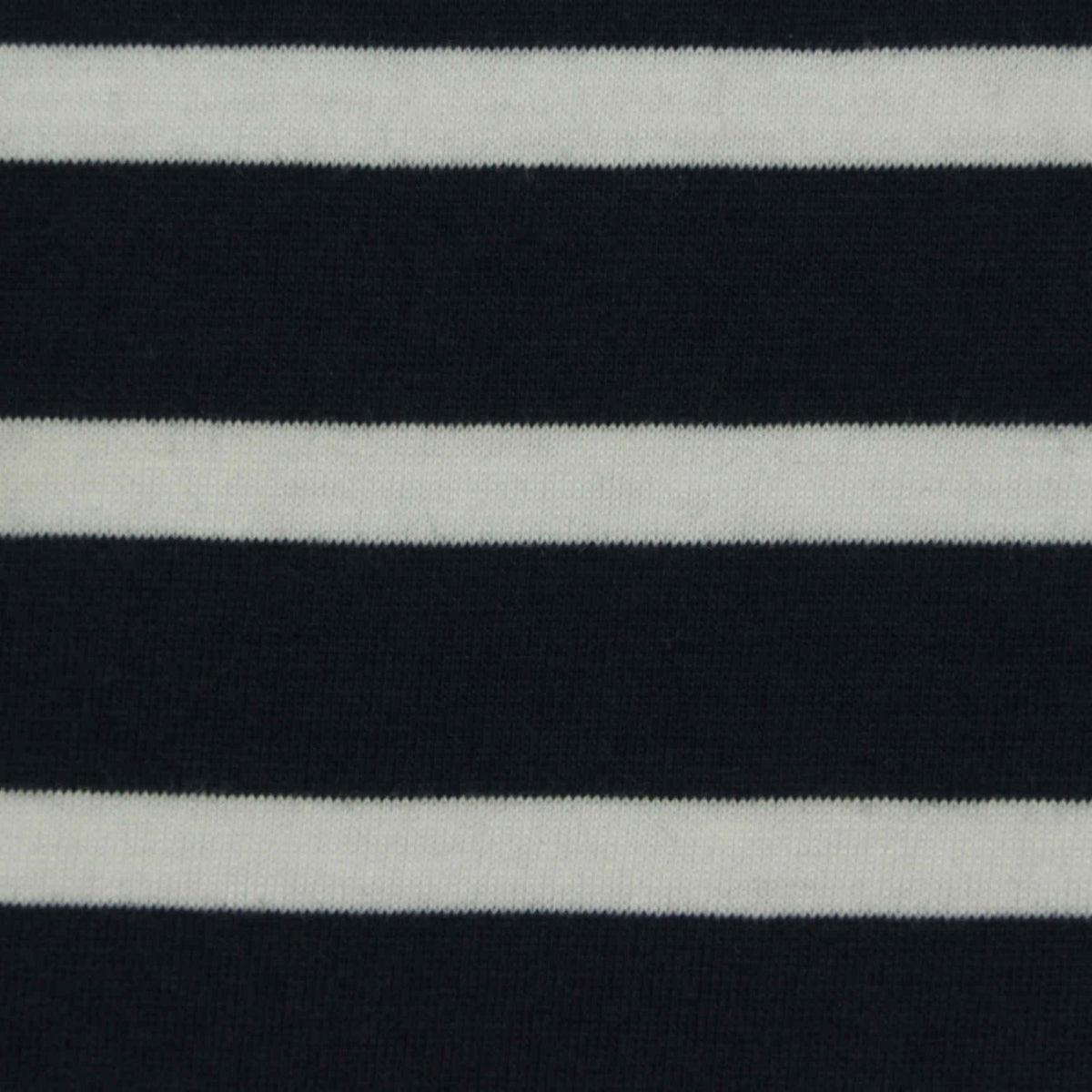 Black Horizontal-Stripe Jersey Knit, Poly-Cotton, 160 gsm